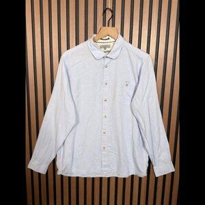 Ted Baker Dress Shirt 6 / 2XL Mens Blue Front Pocket Button Long Sleeve Printed